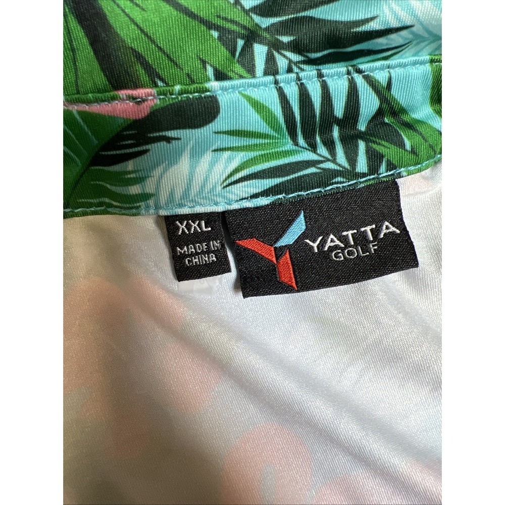 Yatta Golf Flamingo Hibiscus Polo XXL Stretch Shirt Tropical Print Performance - Picture 4 of 9